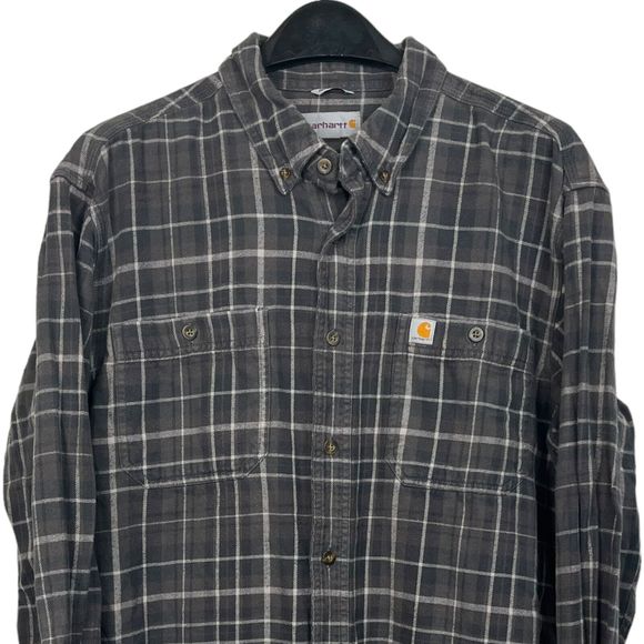 Carhartt Other - Carhartt Men's Large Relaxed Fit FLANNEL Cotton Plaid Button Down Shirt Green